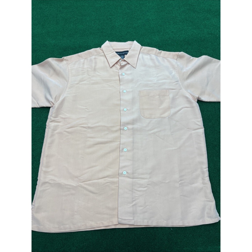Croft & Barrow Quick Dry Short Sleeve Button Down Shirt Orange Mens Size M